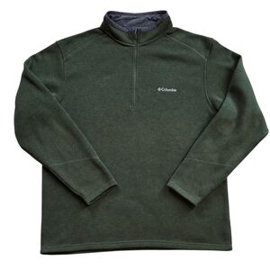 Columbia XL Dark Green Quarter Zip Heavy Fleece Pullover Sweater Extra Large